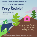 plakat trzy świnki zajecia czytelnicze dla dzieci w bibliotece